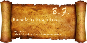 Bordás Fruzsina névjegykártya